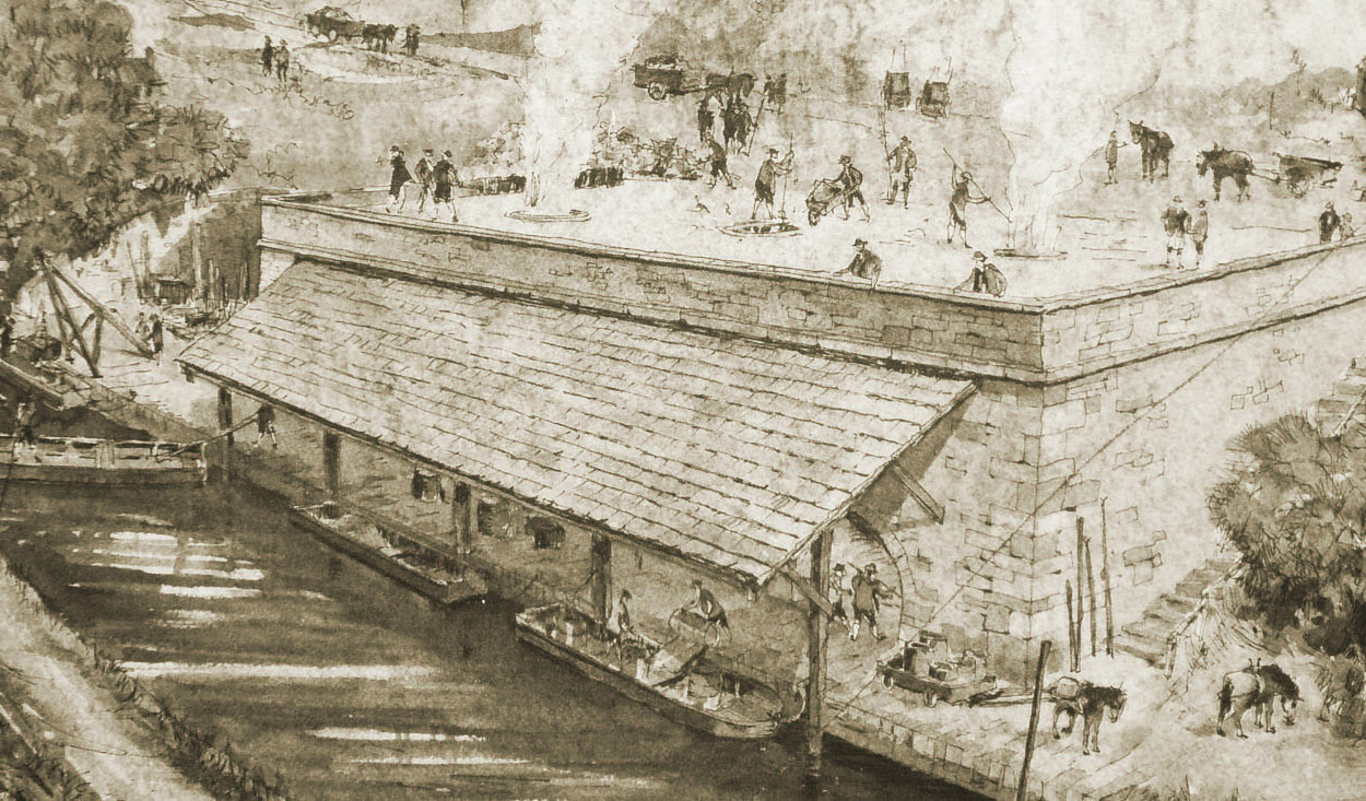 Artists Impression of Waytown Limekilns and Tub Boats (When the canal was working)